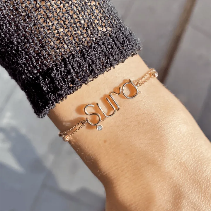 14 Ayar Altın Tel Kıvırma İsim Bileklik - 4 Harf