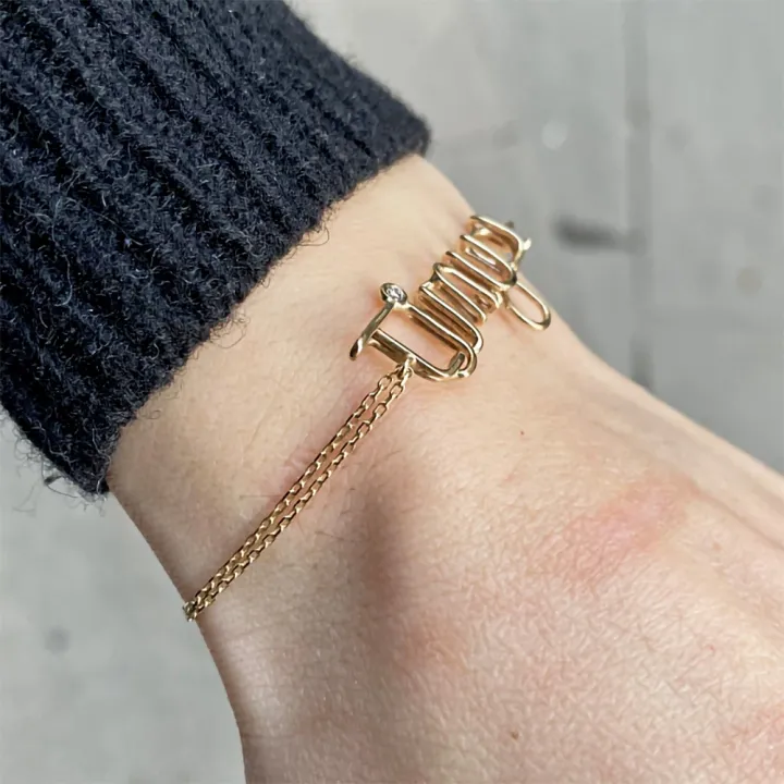 14 Ayar Altın Tel Kıvırma İsim Bileklik - 5 Harf