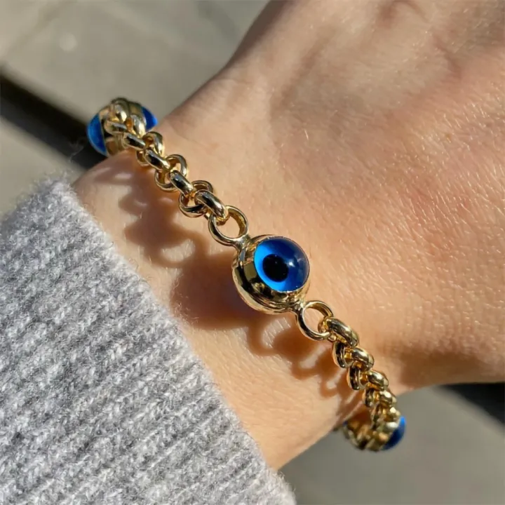 14 Ayar Altın 4 Nazar Boncuklu Bileklik