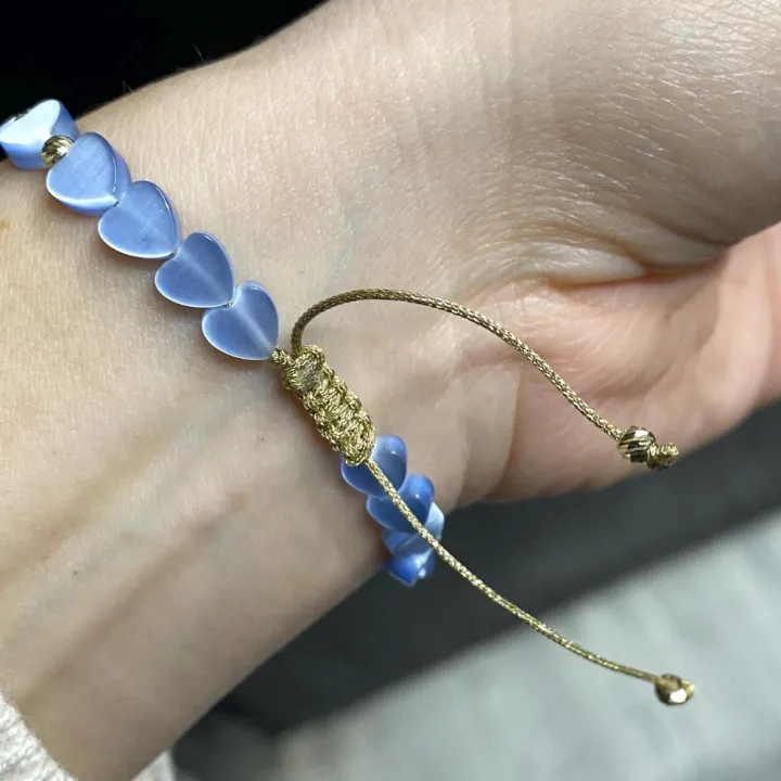 14 Ayar Altın Açık Mavi Sedef Taşlı Bileklik