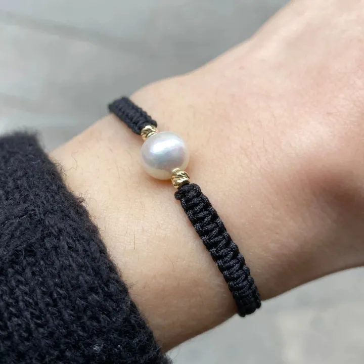 14 Ayar Altın Makrome İnci Bileklik