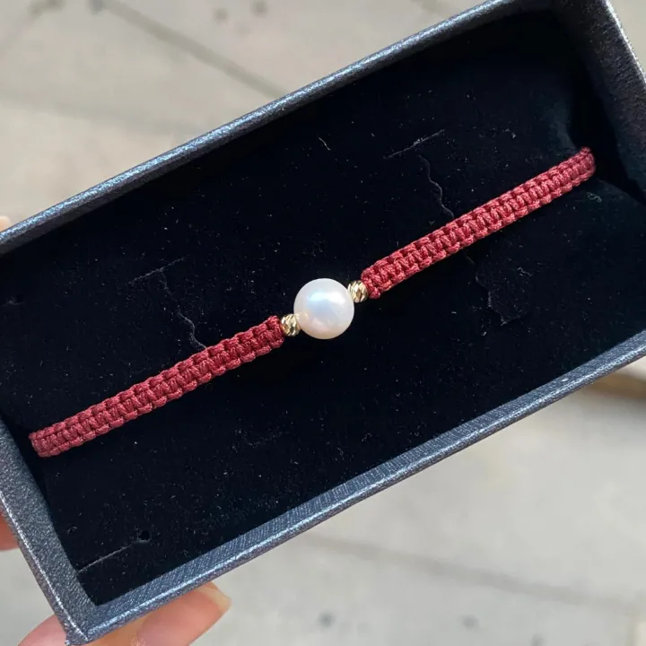 14 Ayar Altın Makrome İnci Bileklik