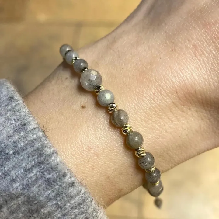 14 Ayar Altın Labradorit Taşlı Bileklik