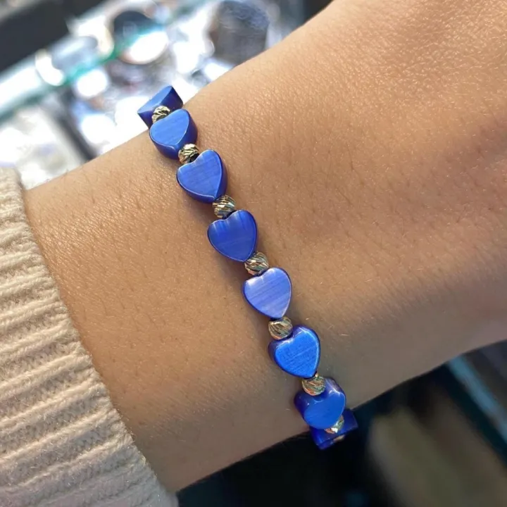 14 Ayar Altın Mavi Sedef Taşlı Bileklik