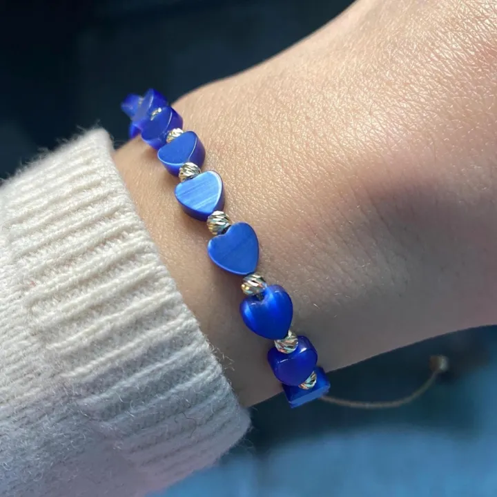 14 Ayar Altın Mavi Sedef Taşlı Bileklik