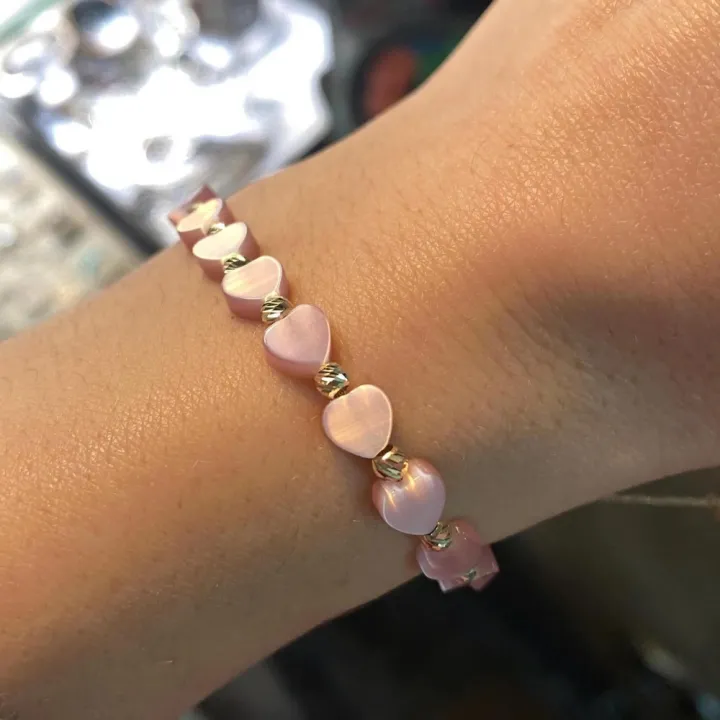 14 Ayar Altın Pembe Sedef Taşlı Bileklik