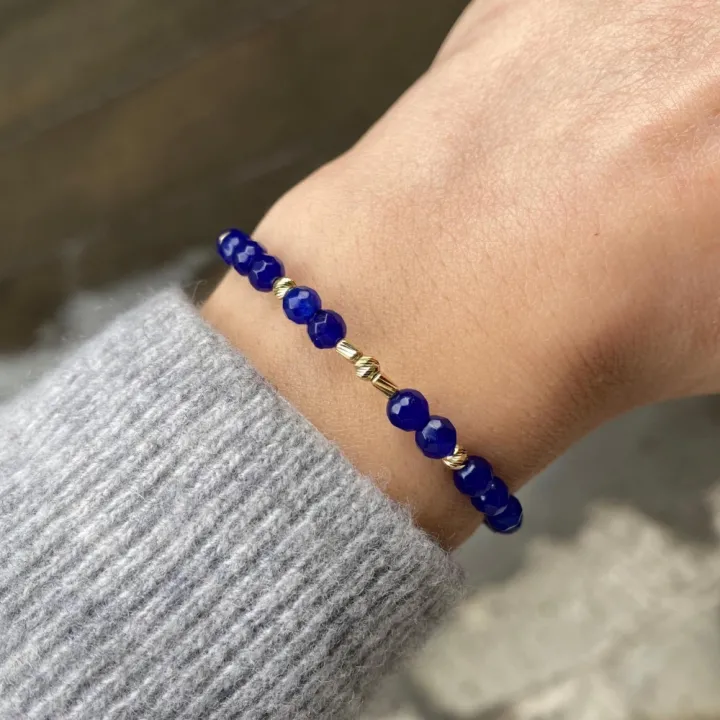14 Ayar Altın Lacivert Quartz Taşlı Bileklik