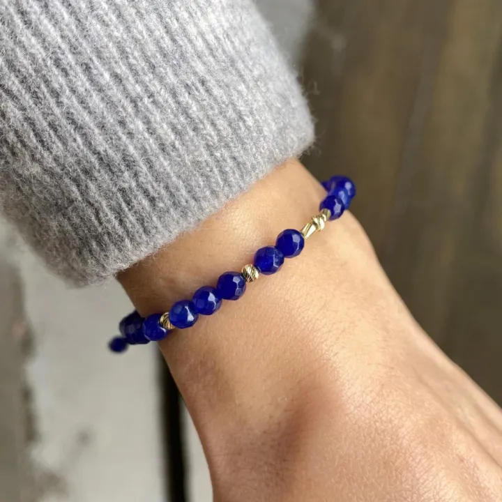14 Ayar Altın Lacivert Quartz Taşlı Bileklik