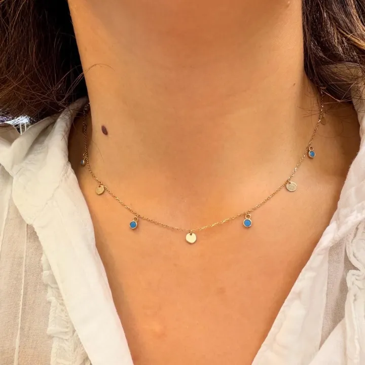 14 Ayar Altın Çift Taraflı İnci Kolye