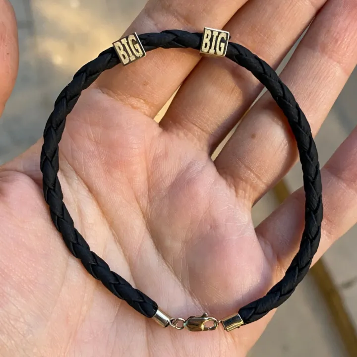 14 Ayar Altın Deri Kordonlu 2 Küp Bileklik - 6mm