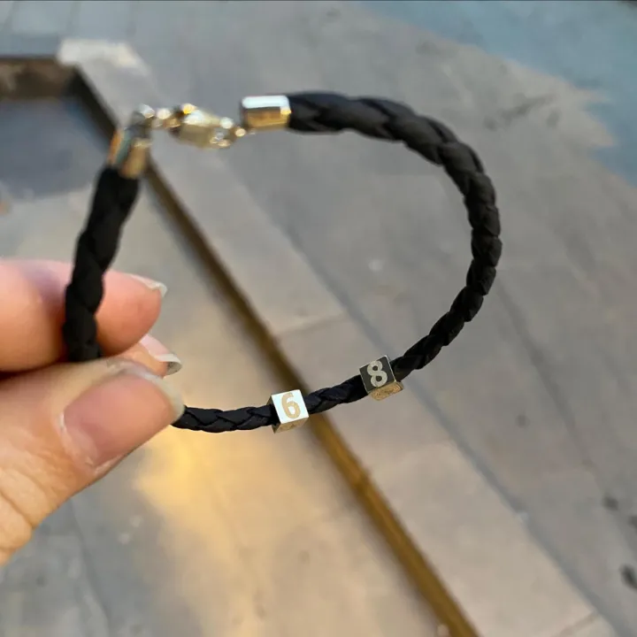 14 Ayar Altın Deri Kordonlu 2 Küp Bileklik - 6mm