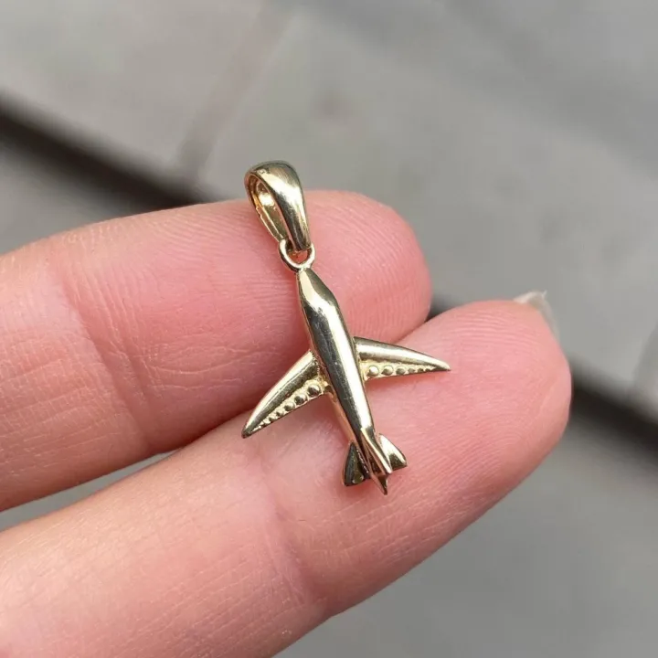 14 Ayar Altın Uçak Kolye Ucu