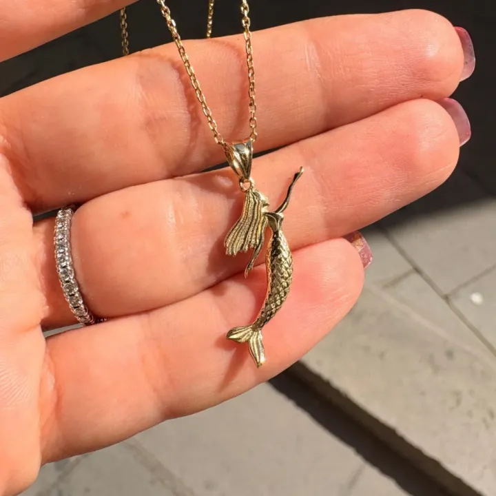 14 Ayar Altın Deniz Kızı Kolye Ucu