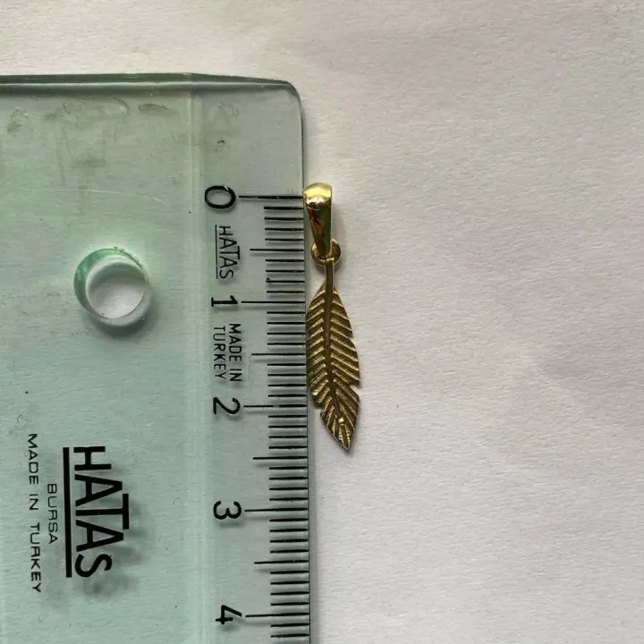 14 Ayar Altın Kuş Tüyü Kolye Ucu