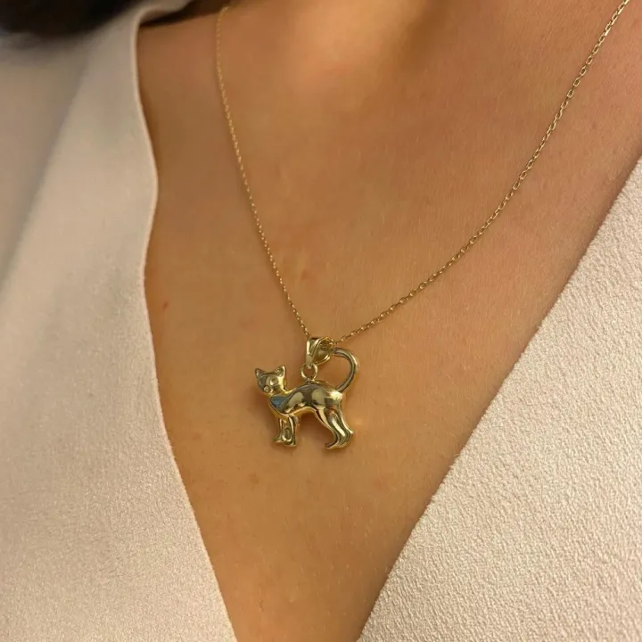 14 Ayar Altın Kedi Kolye Ucu