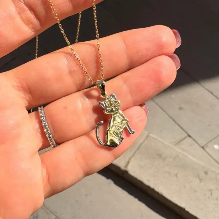 14 Ayar Altın Kedi Kolye Ucu