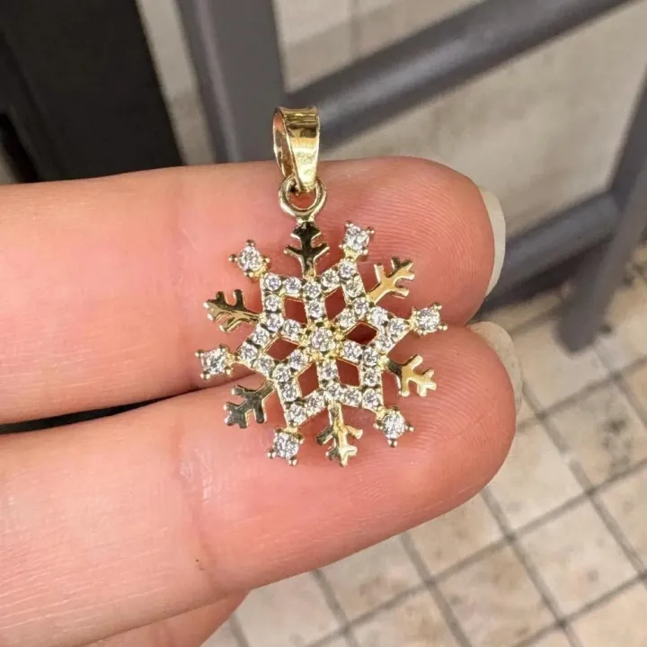 14 Ayar Altın Kar Tanesi Kolye Ucu