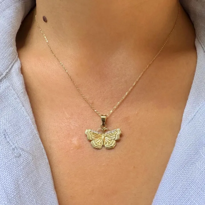 14 Ayar Altın Kelebek Kolye Ucu