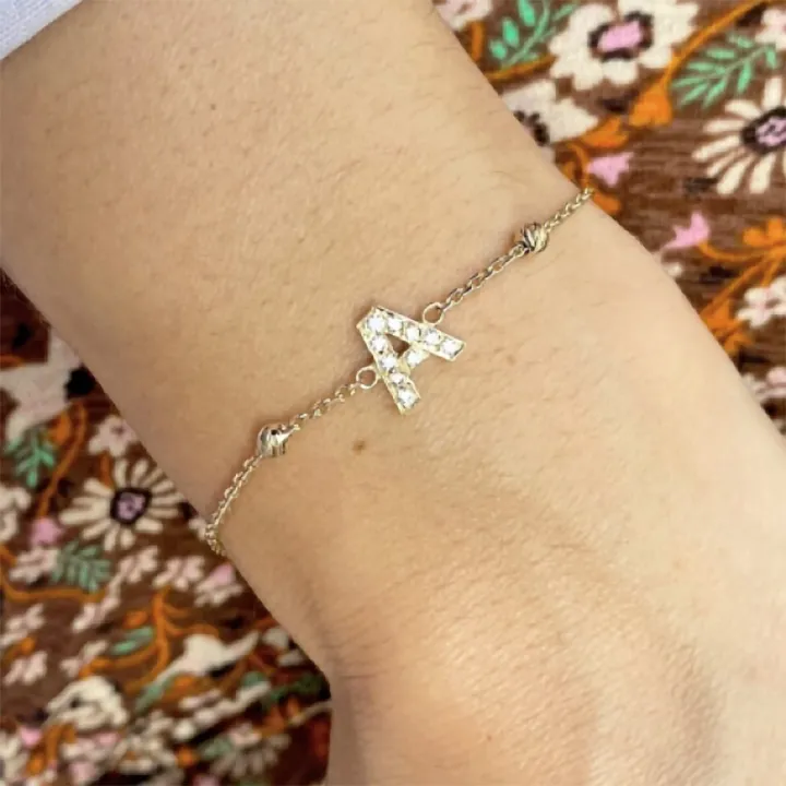 Dorika Taşlı Harf Bileklik - 1 Harf