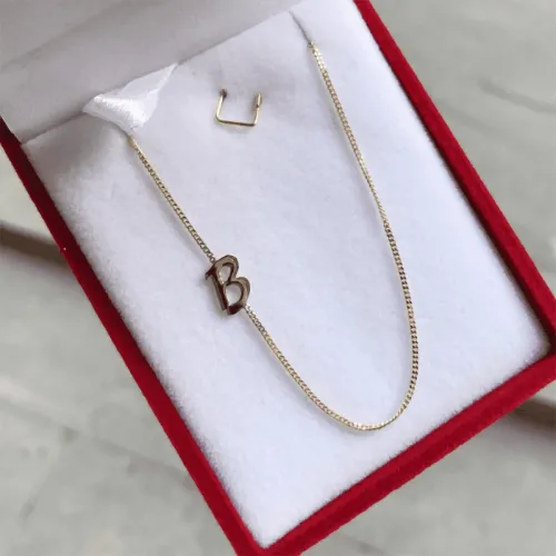 14 Ayar Altın Gurmet Zincir Harf Kolye - 1 Harf