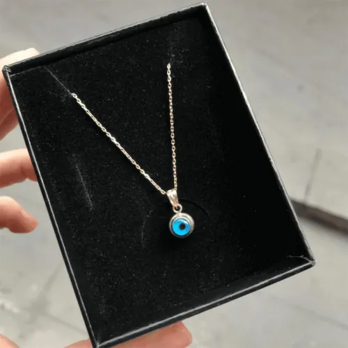 14 Ayar Altın Mavi Göz Kolye