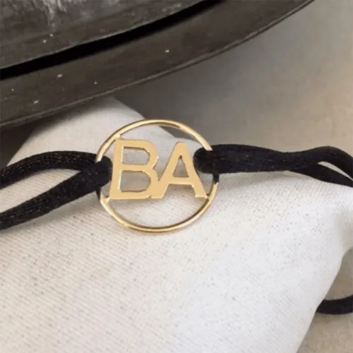 14 Ayar Altın Çember Harf Bileklik - 2 Harf