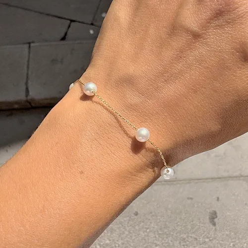 14 Ayar Altın İnci Bileklik - 5mm