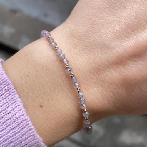 14 Ayar Altın Dorika Ametist Taşlı Bileklik