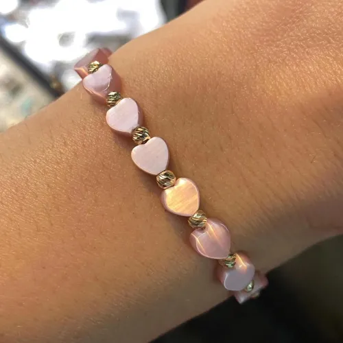 14 Ayar Altın Dorika Pembe Sedef Taşlı Bileklik