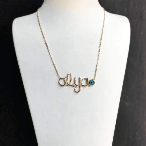 14 Ayar Altın Tel Kıvırma İsim Kolye - 4 Harf