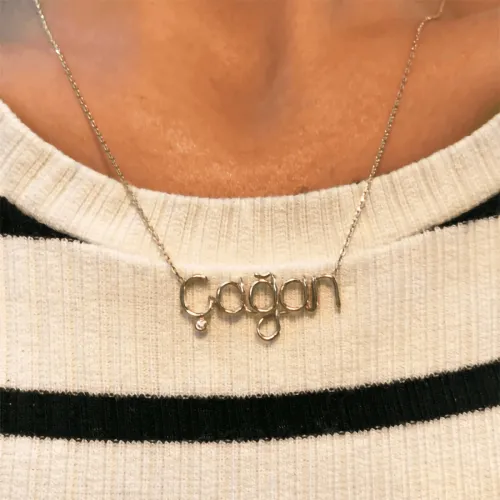 14 Ayar Altın Tel Kıvırma İsim Kolye - 5 Harf