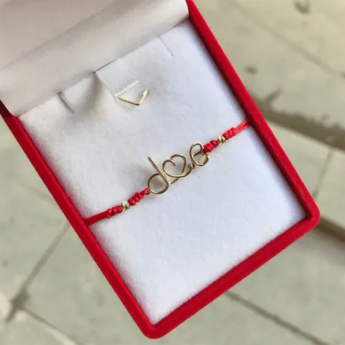 14 Ayar Altın Tel Kıvırma Kalpli Harf Bileklik - 2 Harf