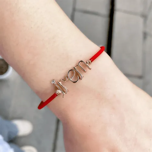 14 Ayar Altın Tel Kıvırma Silikon Kordonlu İsim Bileklik - 4 Harf