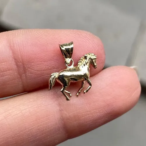 14 Ayar Altın At Kolye Ucu