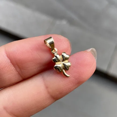 14 Ayar Altın Dört Yapraklı Yonca Kolye Ucu