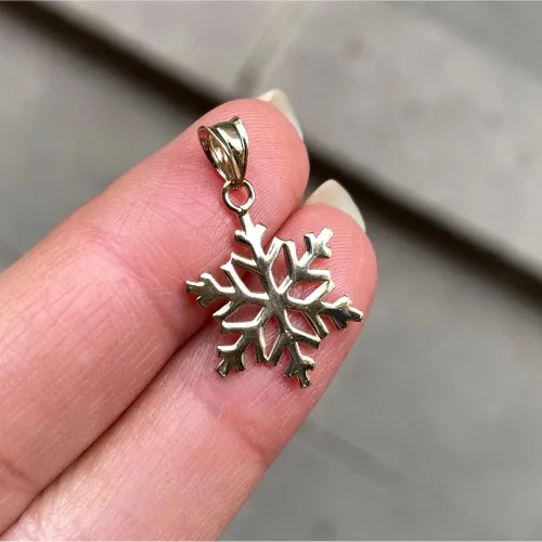 14 Ayar Altın Kar Tanesi Kolye Ucu