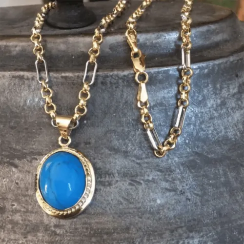 Firuze Taşlı Kolye Ucu