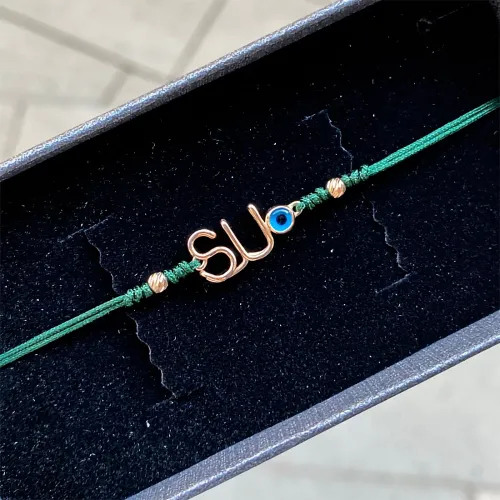 Tel Kıvırma İpli Harf Bileklik - 2 Harf