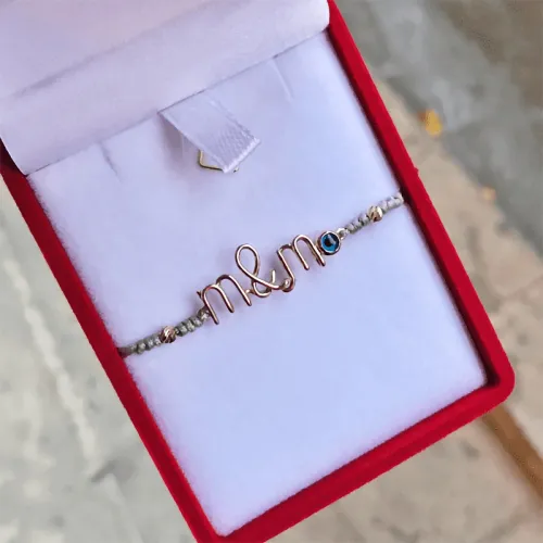 Tel Kıvırma & İpli Harf Bileklik - 2 Harf