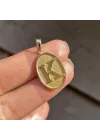 14 Ayar Altın Oval Plaka Harf Kolye Ucu