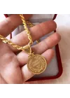 14-22 Ayar Altın Halat Zincir Ata Lira Kolye