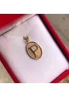 14 Ayar Altın Oval Plaka Harf Kolye Ucu