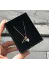 Tel Kıvırma Kalpli Taş Harf Kolye - 1 Harf