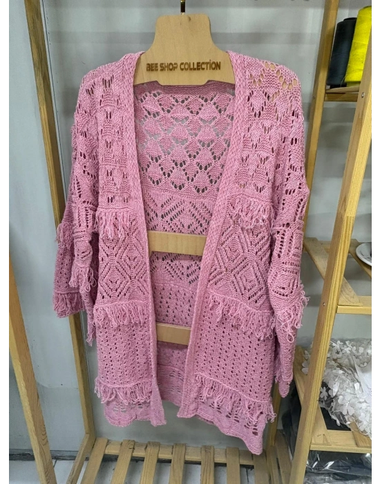 Ajurlu Standart Beden Salaş Triko Hırka