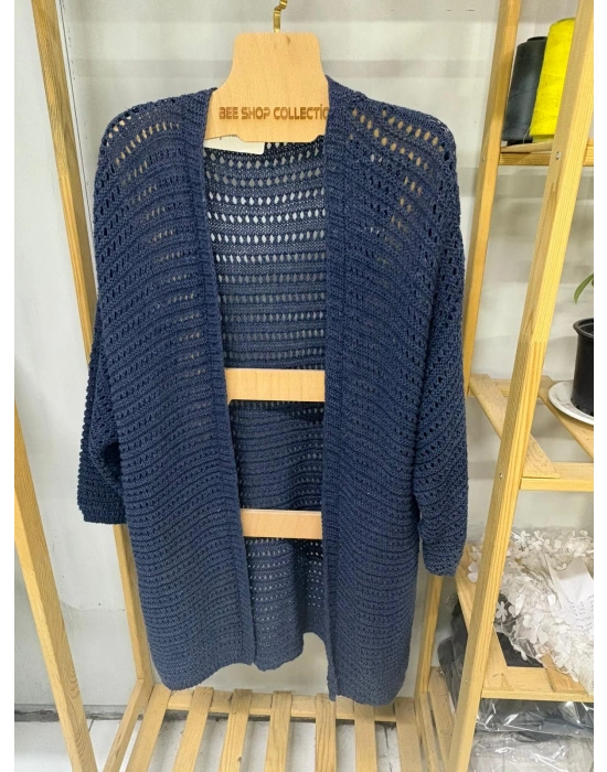 Ajurlu Standart Beden Salaş Triko Hırka