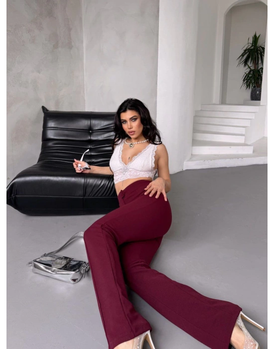 Crep Kumaş Çimalı Full Likralı Palazzo Pantolon