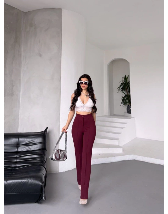 Crep Kumaş Çimalı Full Likralı Palazzo Pantolon