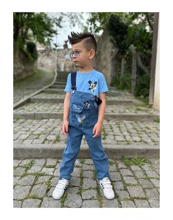 Erkek Çocuk Kot Salopet Bluz Kombin