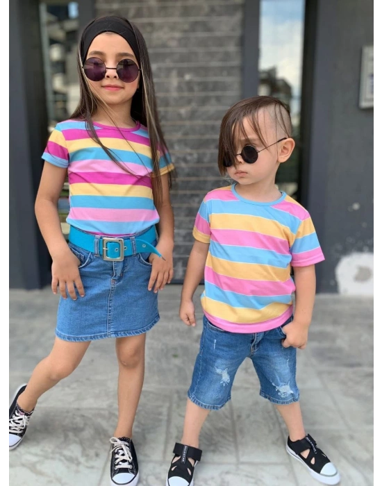 Erkek Çocuk Kot Şort Bluz Kombin