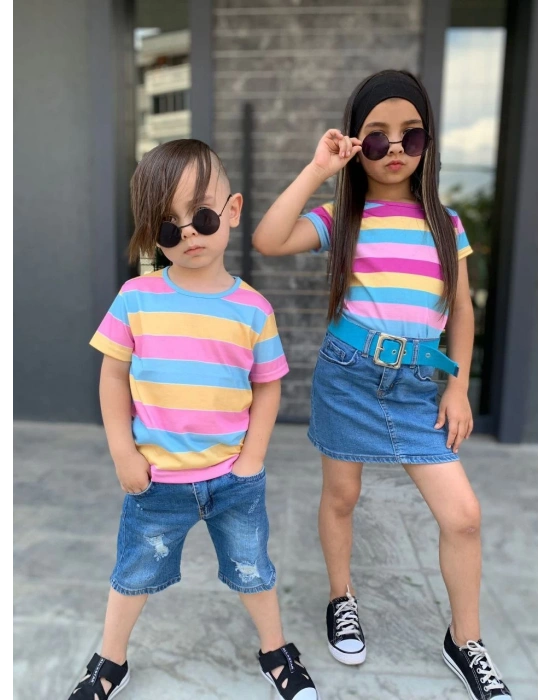 Erkek Çocuk Kot Şort Bluz Kombin